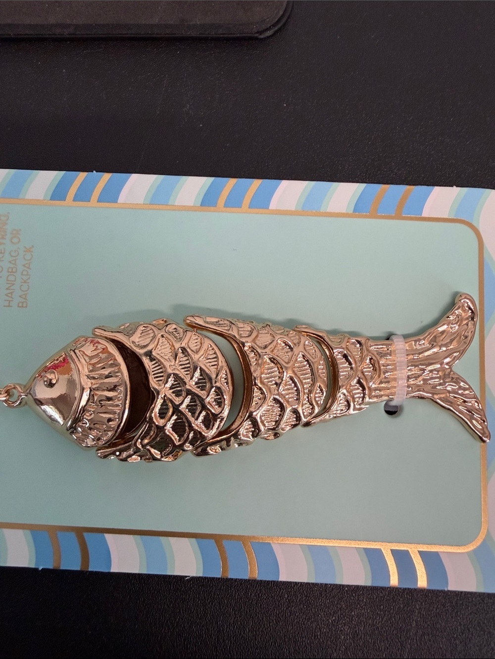 Piper K | Coastal Summer Gold Tone Fish Bag Charm - Picture 3 of 6